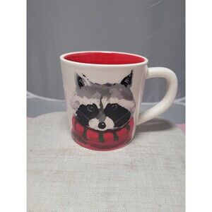 MAGENTA RAE DUNN RACCOON WEARING SWEATER COFFEE MUG OVERSIZED 16OZ RARE